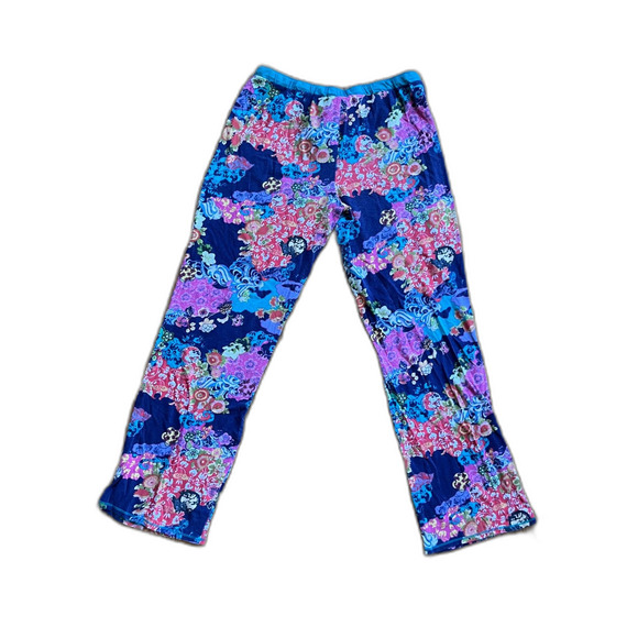 Josie Natori Pink Blue Japanese Floral Pants Pajamas  Women's Size Small - Picture 5 of 9